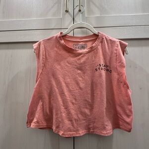 Women’s coral stay strong gym muscle crop top size small